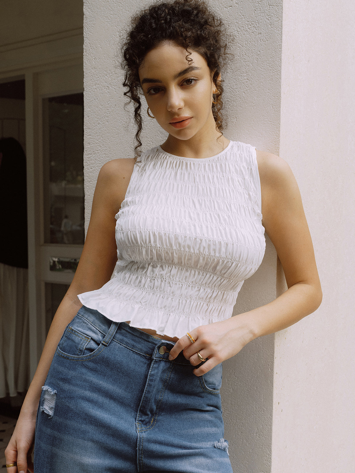 Düz Büzgülü Fırfır Etekli Atlet