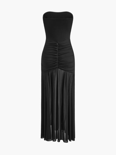 Fırfırlı File Düz Elbise ve Şal