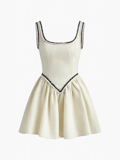 Tweed Kloş Askılı Elbise